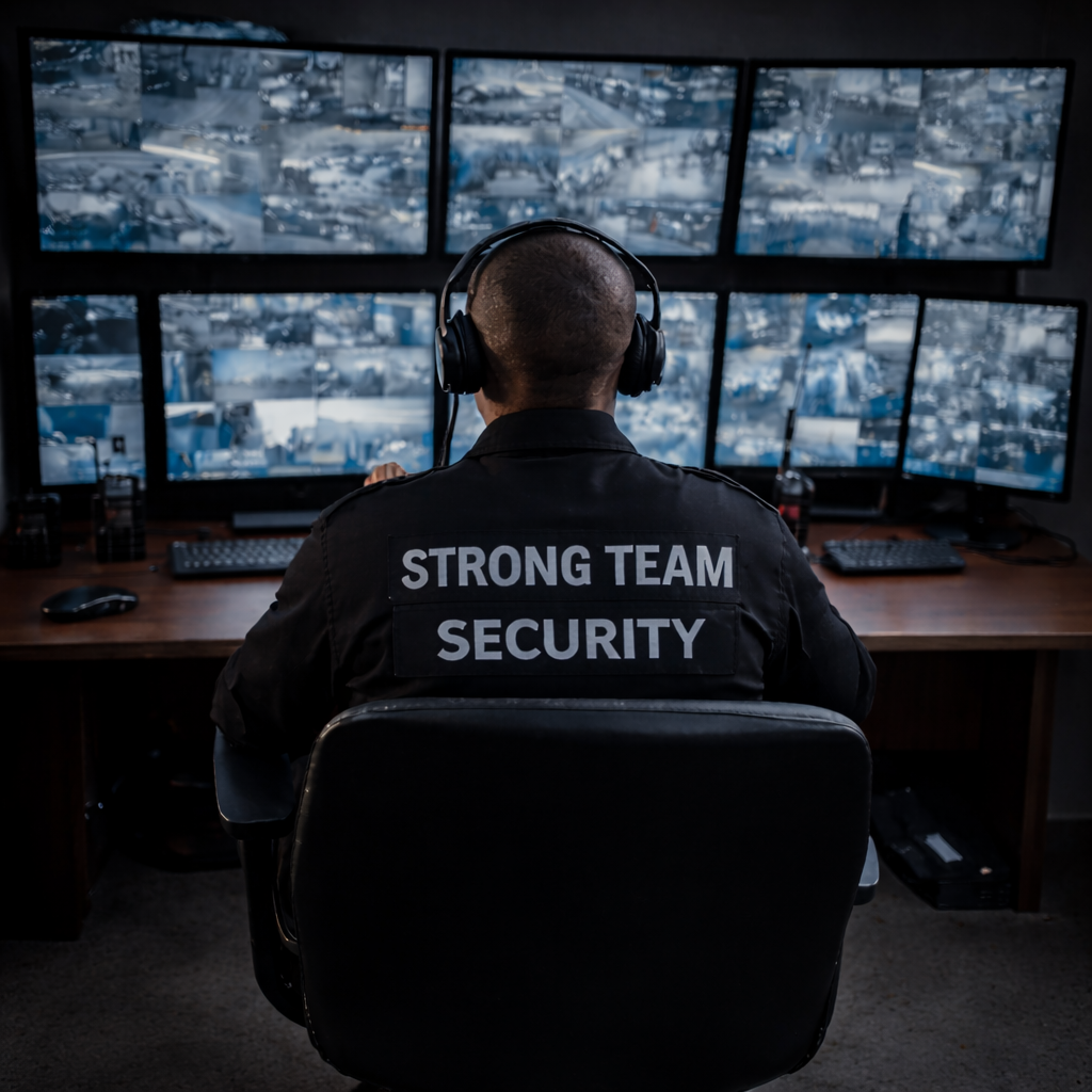 Strong Team Security Guard in Control Room